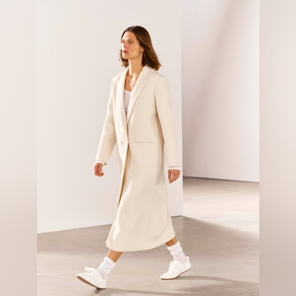 MINIMALIST WOOL BLEND COAT ZW COLLECTION ECRU SIZE MEDIUM. BEAUTIFUL❣️ - Picture 4 of 7